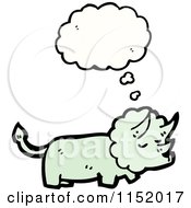 Cartoon Of A Thinking Triceratops Royalty Free Vector Illustration by lineartestpilot