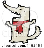 Cartoon Of A Wolf Wearing A Scarf Royalty Free Vector Illustration by lineartestpilot