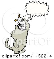 Cartoon Of A Talking Wolf Eating A Chicken Royalty Free Vector Illustration