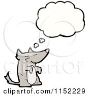 Cartoon Of A Thinking Wolf Royalty Free Vector Illustration