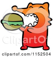 Cartoon Of A Dog Eating A Burger Royalty Free Vector Illustration