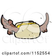 Cartoon Of A Dachshund Dog In A Bun Royalty Free Vector Illustration