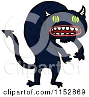 Cartoon Of A Black Demon Cat Royalty Free Vector Illustration