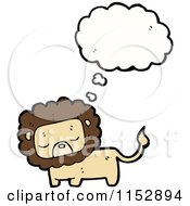 Cartoon Of A Thinking Lion Royalty Free Vector Illustration