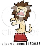 Cartoon Of A Male Circus Lion On A Stand Royalty Free Vector Illustration
