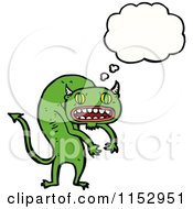 Cartoon Of A Thinking Demon Cat Royalty Free Vector Illustration