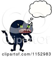 Cartoon Of A Thinking Demon Cat Royalty Free Vector Illustration