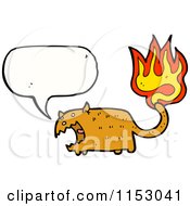 Cartoon Of A Talking Cat With A Burning Tail Royalty Free Vector Illustration