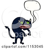 Cartoon Of A Talking Black Demon Cat Royalty Free Vector Illustration