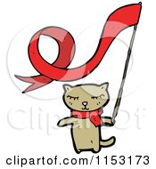 Poster, Art Print Of Cat With A Ribbon Flag
