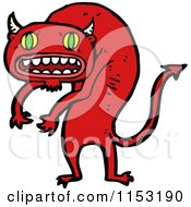 Cartoon Of A Red Demon Cat Royalty Free Vector Illustration by lineartestpilot