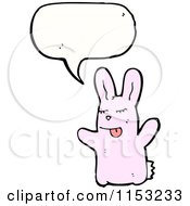 Cartoon Of A Talking Pink Rabbit Royalty Free Vector Illustration