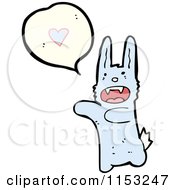 Cartoon Of A Blue Rabbit Talking About Love Royalty Free Vector Illustration