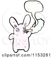 Cartoon Of A Talking Pink Rabbit Smoking Royalty Free Vector Illustration