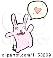 Cartoon Of A Pink Rabbit Talking About Love Royalty Free Vector Illustration