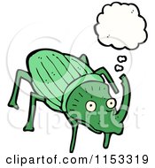 Cartoon Of A Thinking Stag Beetle Royalty Free Vector Illustration