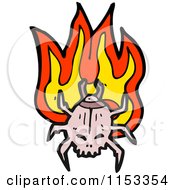 Cartoon Of A Scarab Beetle With Flames Royalty Free Vector Illustration by lineartestpilot
