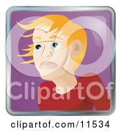 People Internet Messenger Avatar Of A Young Blond Boy Looking Upwards Clipart Illustration by AtStockIllustration