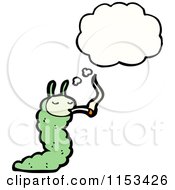 Cartoon Of A Thinking Caterpillar Smoking Royalty Free Vector Illustration