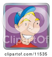 People Internet Messenger Avatar Of A Young Blond Man Wearing A Baseball Hat Clipart Illustration by AtStockIllustration