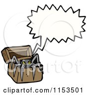 Cartoon Of A Talking Spider In A Box Royalty Free Vector Illustration by lineartestpilot