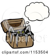 Cartoon Of A Thinking Spider In A Box Royalty Free Vector Illustration by lineartestpilot