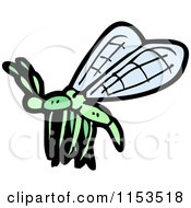 Cartoon Of A Green Dragonfly Royalty Free Vector Illustration by lineartestpilot