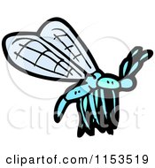 Cartoon Of A Blue Dragonfly Royalty Free Vector Illustration by lineartestpilot