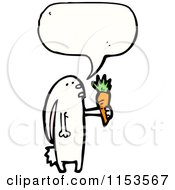 Cartoon Of A Talking Rabbit Holding A Carrot Royalty Free Vector Illustration