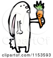 Cartoon Of A White Rabbit Holding A Carrot Royalty Free Vector Illustration