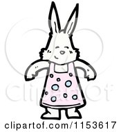 Cartoon Of A White Rabbit In A Dress Royalty Free Vector Illustration