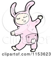 Cartoon Of A Kid In A Pink Rabbit Costume Royalty Free Vector Illustration by lineartestpilot
