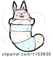 Cartoon Of A Pink Rabbit In A Stocking Royalty Free Vector Illustration