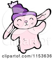 Cartoon Of A Pink Rabbit In A Hat Royalty Free Vector Illustration