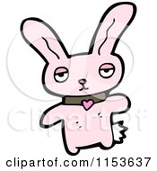 Cartoon Of A Pink Rabbit In A Collar Royalty Free Vector Illustration