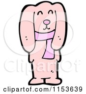 Cartoon Of A Pink Rabbit In A Scarf Royalty Free Vector Illustration