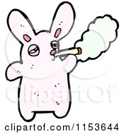 Cartoon Of A Pink Rabbit Smoking Royalty Free Vector Illustration