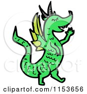 Cartoon Of A Green Dragon Royalty Free Vector Illustration