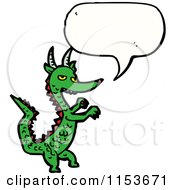 Cartoon Of A Talking Green Dragon Royalty Free Vector Illustration