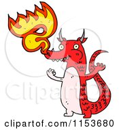 Cartoon Of A Red Fire Breathing Dragon Royalty Free Vector Illustration