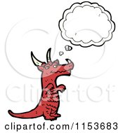 Cartoon Of A Thinking Red Dragon Royalty Free Vector Illustration