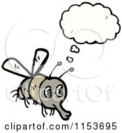 Cartoon Of A Thinking Fly Royalty Free Vector Illustration