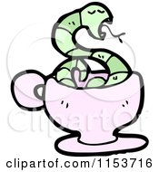 Cartoon Of A Green Snake In A Cup Royalty Free Vector Illustration