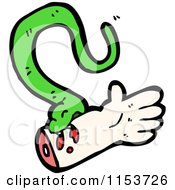 Cartoon Of A Green Snake Biting A Hand Royalty Free Vector Illustration