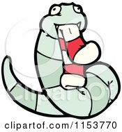 Cartoon Of A Snake Eating A Sock Royalty Free Vector Illustration