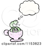 Cartoon Of A Thinking Snake In A Cup Royalty Free Vector Illustration