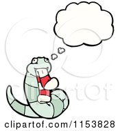 Cartoon Of A Thinking Snake Eating A Sock Royalty Free Vector Illustration