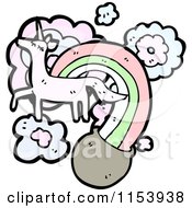 Cartoon Of A Unicorn And Rainbow Royalty Free Vector Illustration