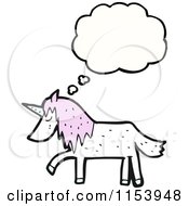 Cartoon Of A Thinking Unicorn Royalty Free Vector Illustration