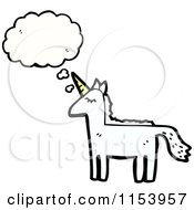 Cartoon Of A Thinking Unicorn Royalty Free Vector Illustration